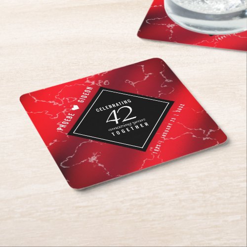 Elegant 42nd Jasper Wedding Anniversary Square Square Paper Coaster