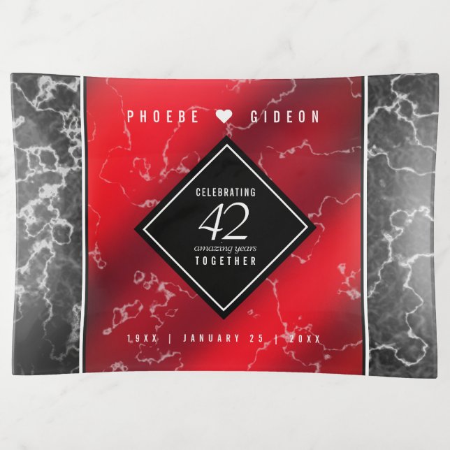 Elegant 42nd Jasper Wedding Anniversary Trinket Tray (Front)