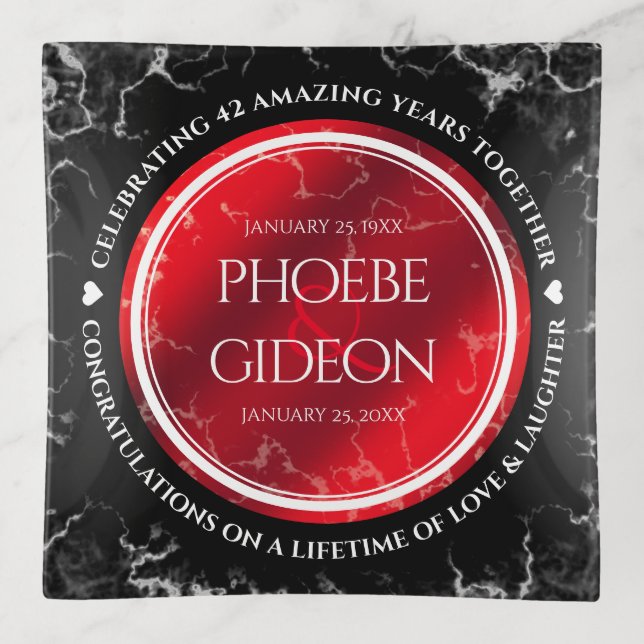 Elegant 42nd Jasper Wedding Anniversary Trinket Tray (Front)