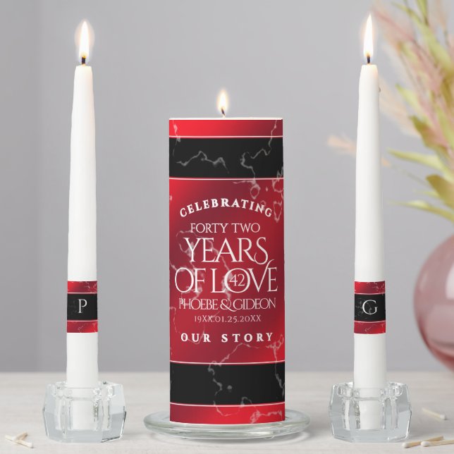 Elegant 42nd Jasper Wedding Anniversary Unity Candle Set (In Situ)