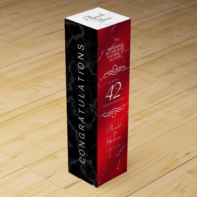 Elegant 42nd Jasper Wedding Anniversary Wine Box (Front)