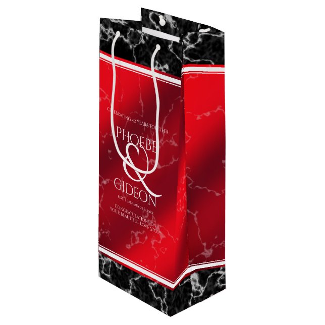 Elegant 42nd Jasper Wedding Anniversary Wine Gift Bag (Front Angled)