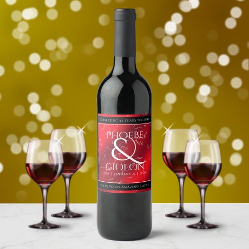 Elegant 42nd Jasper Wedding Anniversary Wine Label