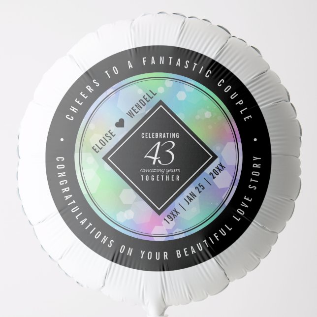 Elegant 43rd Opal Wedding Anniversary Balloon (Front)