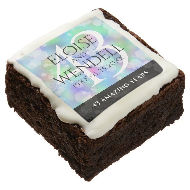 Elegant 43rd Opal Wedding Anniversary Celebration Brownie (Angled)