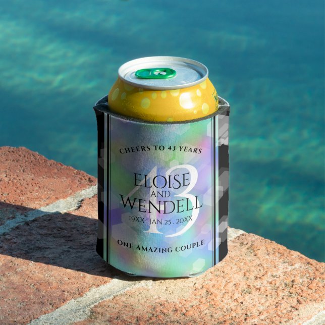 Elegant 43rd Opal Wedding Anniversary Celebration Can Cooler (In Situ Pool)