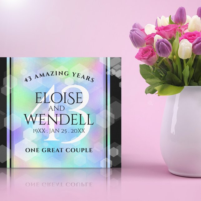 Elegant 43rd Opal Wedding Anniversary Celebration Canvas Print (Creator Uploaded)