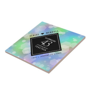 Elegant 43rd Opal Wedding Anniversary Celebration Ceramic Tile