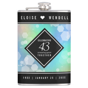 Elegant 43rd Opal Wedding Anniversary Celebration Flask
