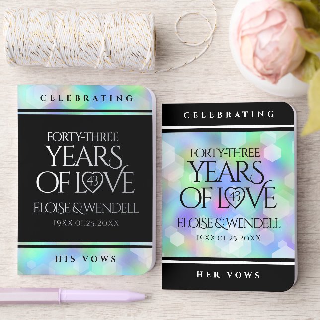 Elegant 43rd Opal Wedding Anniversary Celebration Foil Vow Books (Wedding)