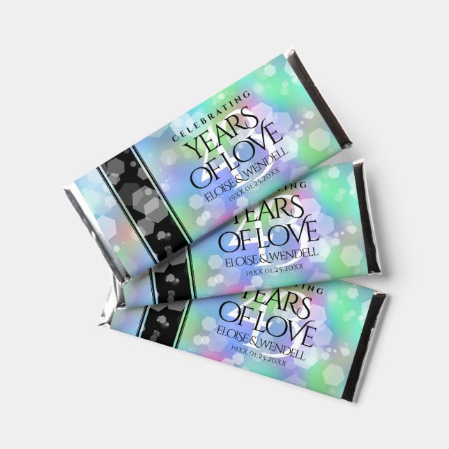 Elegant 43rd Opal Wedding Anniversary Celebration Hershey Bar Favors (Front)