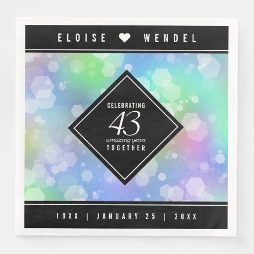 Elegant 43rd Opal Wedding Anniversary Celebration Paper Dinner Napkins