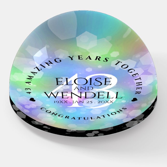 Elegant 43rd Opal Wedding Anniversary Celebration Paperweight (Angled)