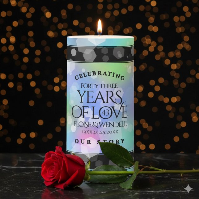 Elegant 43rd Opal Wedding Anniversary Celebration Pillar Candle (Elegant 43rd Opal Wedding Anniversary Pillar Candle Cover Photo)