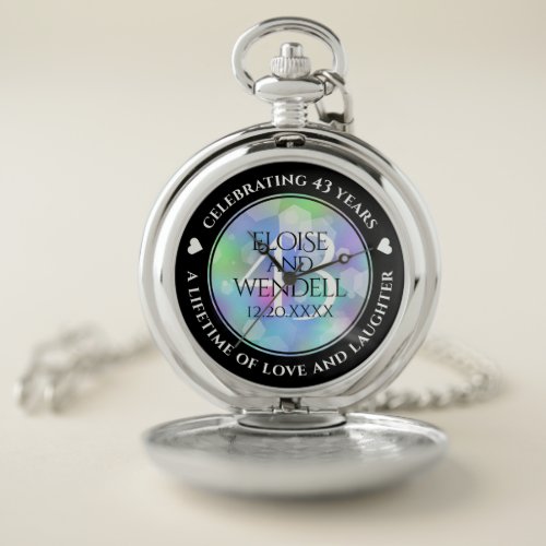 Elegant 43rd Opal Wedding Anniversary Celebration Pocket Watch