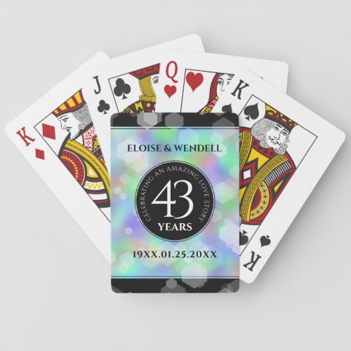 Elegant 43rd Opal Wedding Anniversary Celebration Poker Cards