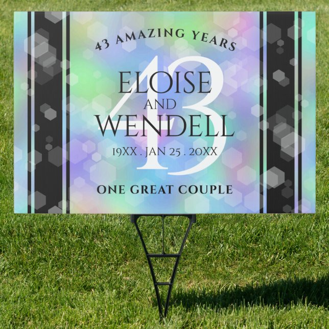 Elegant 43rd Opal Wedding Anniversary Celebration Sign (Insitu)