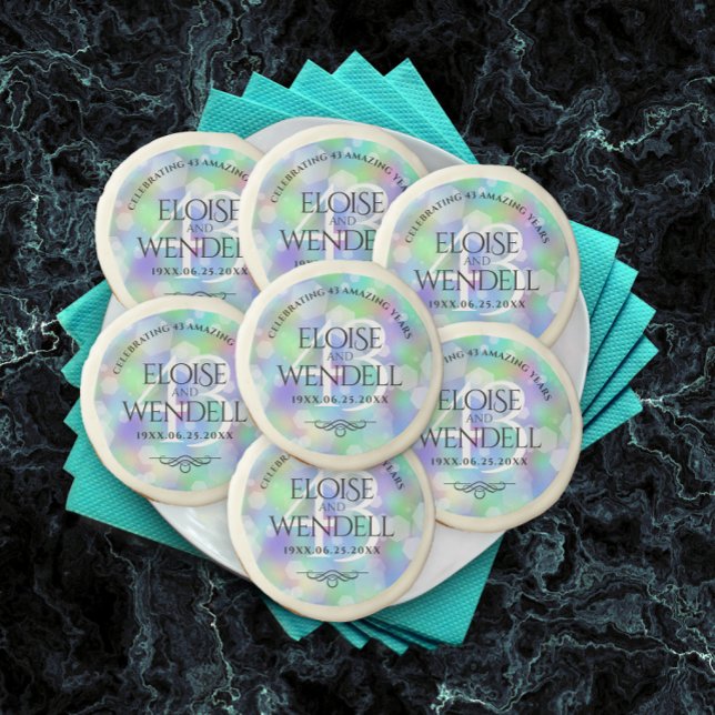 Elegant 43rd Opal Wedding Anniversary Celebration Sugar Cookie (Creator Uploaded)