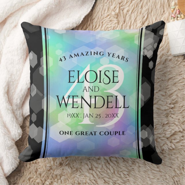 Elegant 43rd Opal Wedding Anniversary Celebration Throw Pillow (Blanket)