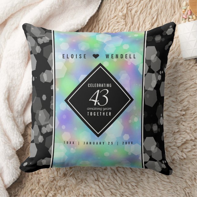 Elegant 43rd Opal Wedding Anniversary Celebration Throw Pillow (Blanket)