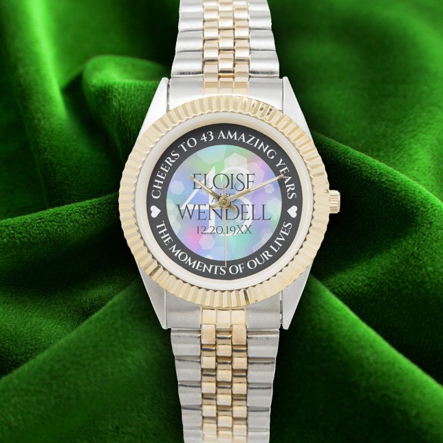 Elegant 43rd Opal Wedding Anniversary Celebration Watch (Elegant 43rd Opal Wedding Anniversary Wristwatch Cover Photo)