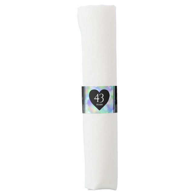 Elegant 43rd Opal Wedding Anniversary Monogram Napkin Bands (Front)