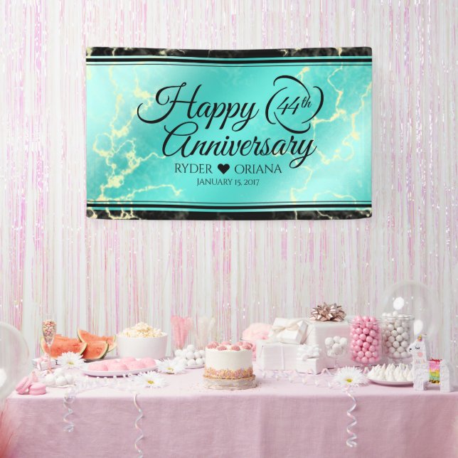 Elegant 44th Turquoise Wedding Anniversary Banner (Party)