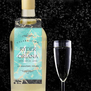 Elegant 44th Turquoise Wedding Anniversary Bottle Hanger Tag