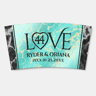 Elegant 44th Turquoise Wedding Anniversary Coffee Cup Sleeve
