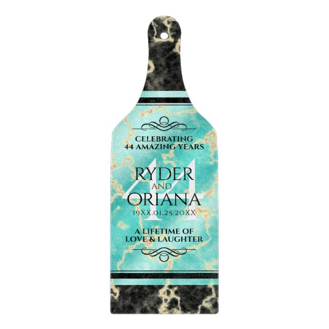 Elegant 44th Turquoise Wedding Anniversary Cutting Board (Front)