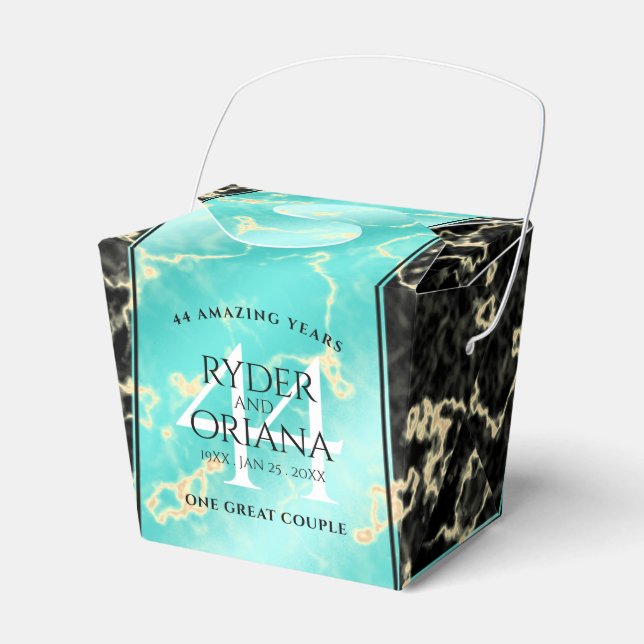 Elegant 44th Turquoise Wedding Anniversary Favor Boxes (Front Side)