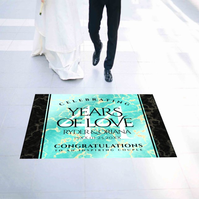 Elegant 44th Turquoise Wedding Anniversary Floor Decals (Wedding)