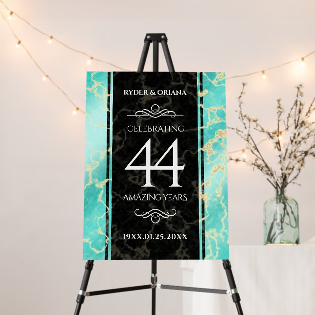 Elegant 44th Turquoise Wedding Anniversary Foam Board (In Situ (Stand))