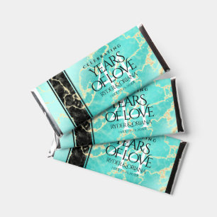 Elegant 44th Turquoise Wedding Anniversary Hershey Bar Favors