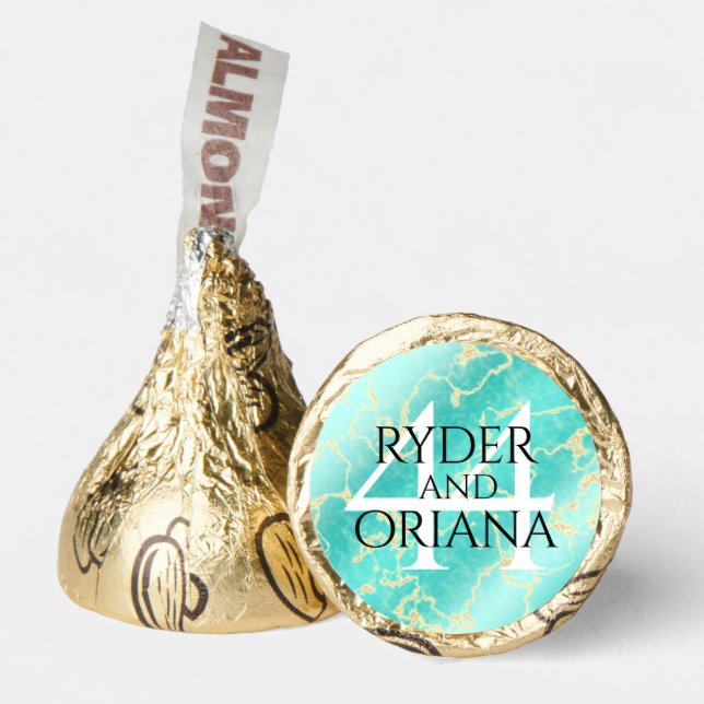 Elegant 44th Turquoise Wedding Anniversary Hershey®'s Kisses® (Front)