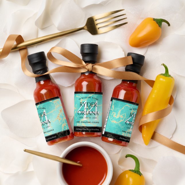 Elegant 44th Turquoise Wedding Anniversary Hot Sauces (Wedding)