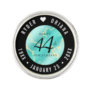 Elegant 44th Turquoise Wedding Anniversary Lapel Pin
