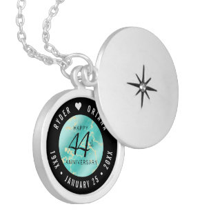 Elegant 44th Turquoise Wedding Anniversary Locket Necklace