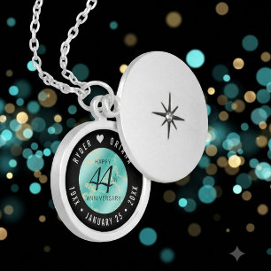 Elegant 44th Turquoise Wedding Anniversary Locket Necklace