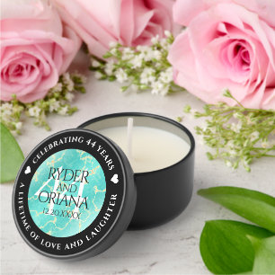 Elegant 44th Turquoise Wedding Anniversary Mini Candle Favors