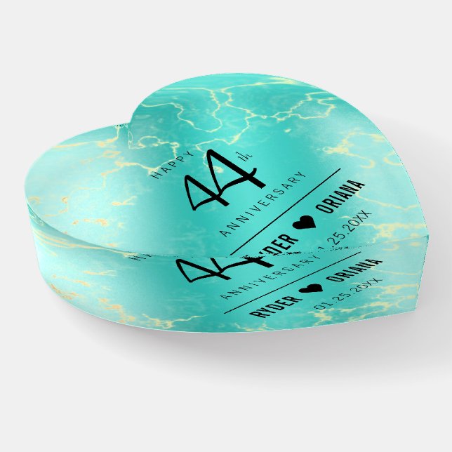 Elegant 44th Turquoise Wedding Anniversary Paperweight (Angled)