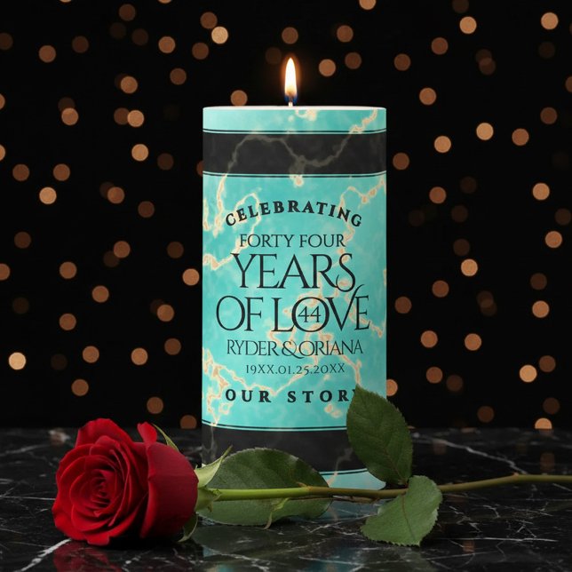 Elegant 44th Turquoise Wedding Anniversary Pillar Candle (Elegant 44th Turquoise Wedding Anniversary Pillar Candle Cover Photo)