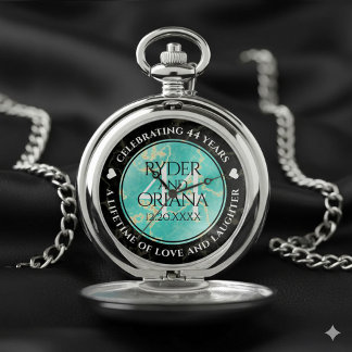 Elegant 44th Turquoise Wedding Anniversary Pocket Watch