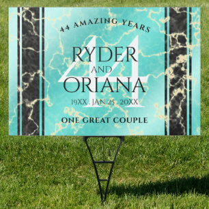 Elegant 44th Turquoise Wedding Anniversary Sign