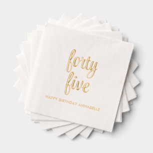 Elegant 45th Birthday Modern Gold Foil Napkins