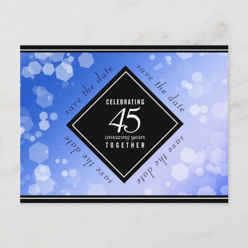 Elegant 45th Sapphire Wedding Anniversary Announcement Postcard