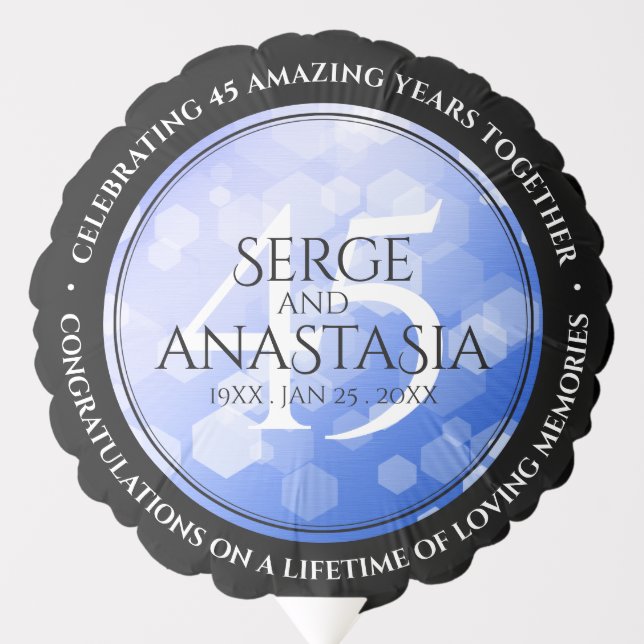 Elegant 45th Sapphire Wedding Anniversary Balloon (Front)