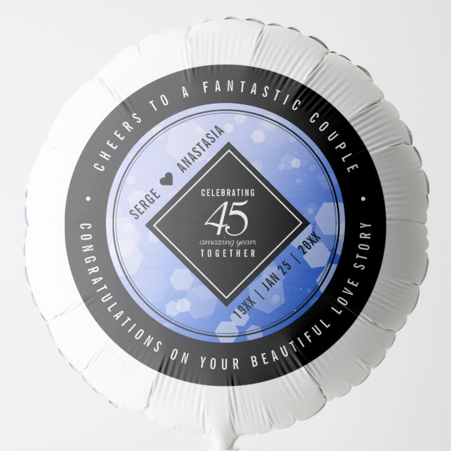 Elegant 45th Sapphire Wedding Anniversary Balloon (Front)