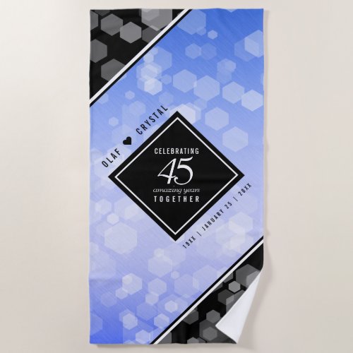 Elegant 45th Sapphire Wedding Anniversary Beach Towel