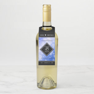 Elegant 45th Sapphire Wedding Anniversary Bottle Hanger Tag